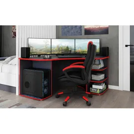 byLIVING Eckschreibtisch Thanatos Anthrazit / Rot