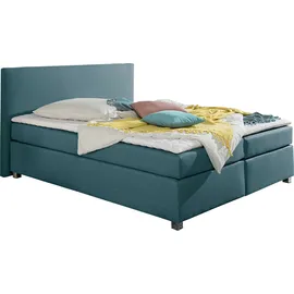 Home Affaire Boxspringbett HOME AFFAIRE "Eliana", blau (petrol), B:207cm L:210cm, Komplettbetten, Boxspringbett, inkl. Topper, in 4 Breiten, 3 Matratzenarten und 2 Härtegraden