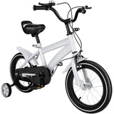 Begoniape 14 Zoll Kinderfahrrad ab 3-6 Jahren, Einstellbar Kinder Fahrrad mit Stützrädern und Kettenabdeckung, Weiß KinderFahrrad für Jungen Mädchen Kinder