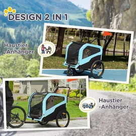 PawHut 2-in-1 Hundeanhänger blau 2023