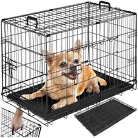 Tectake Hundekäfig-Gitterbox klappbar Schwarz 78 x 52 cm