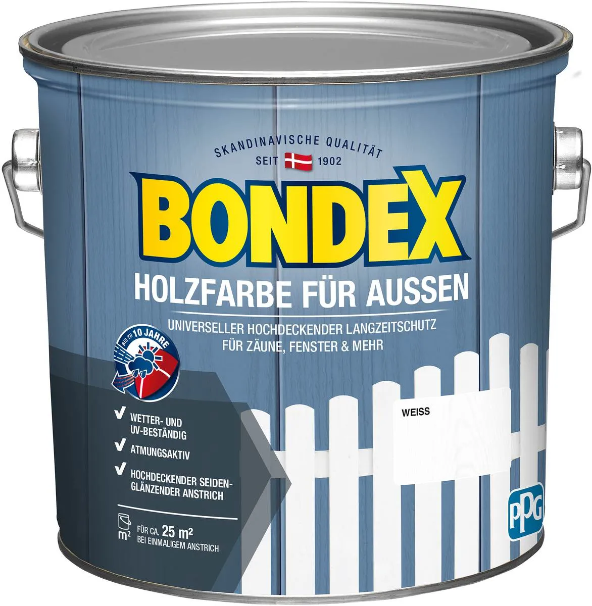 BONDEX Holzfarbe für Außen, 2,5 l, Langzeitschutz, Hochdeckend, Wetterschutz