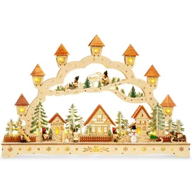 SIKORA LB89 beleuchteter LED XL Holz Schwibbogen WINTERDORF inklusive Trafo