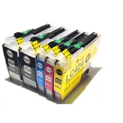 5x Tintenpatronen kompatibel f. DCP-J1200 W  ersetzt Brother LC-424 Tintenpatronen