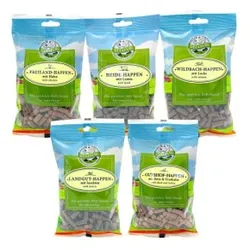 Bellfor Mix 5 Soft-snacks für Hunde - Freiland-Happen 200g + Heide-Happen 200g + Wildbach-Happen 200g + Landgut-Happen 200g + Gutshof-Happen 200g