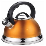 Luckyberg Moderne Wasserkessel Induktion Pfeifkessel aus Edelstahl, Teekessel für alle Kochplatten, Flötenkessel mit bequemer Griff, Wasserkocher für Tee Kaffee, ca 3L, (orange)