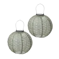 MARELIDA LED Solar Lampions mit Blumenmuster grün 25cm -