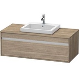 Duravit Ketho Waschtisch-Unterschrank KT679603535 120 x 55 cm, Eiche terra, für Einbauwaschtisch mittig, 1 Auszug, wandhängend