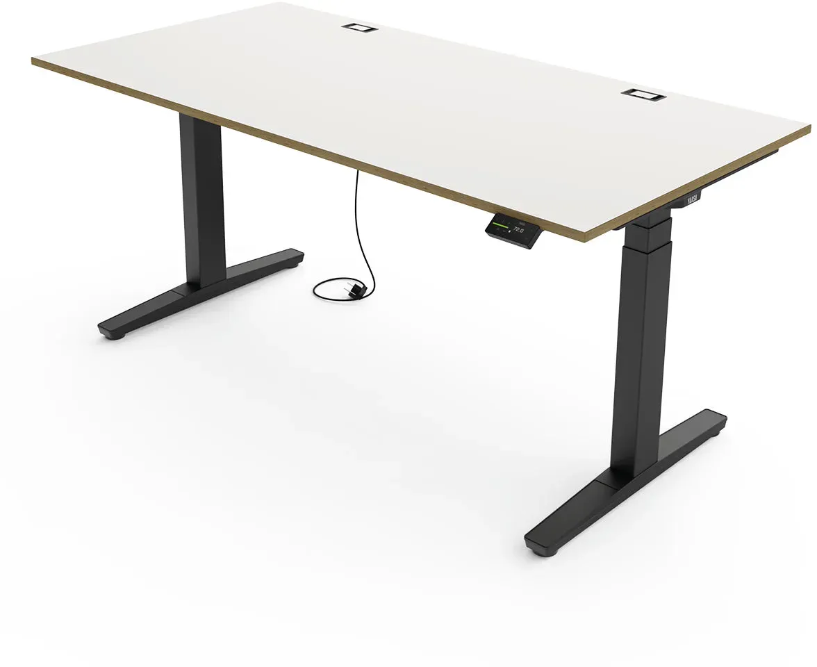 Yaasa Desk Expert, Multiplex Weiß/Schwarz, 160x80 cm - Elektrisch höhenverstellbarer Schreibtisch