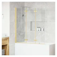 vidaXL Duschwand Faltbar 130 x 138 cm Gold ESG-Glas