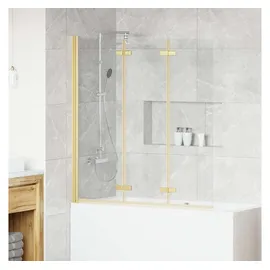 vidaXL Duschwand Faltbar 130 x 138 cm Gold ESG-Glas