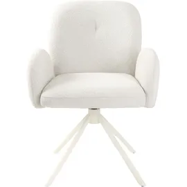 Tom Tailor Armlehnstuhl TOM TAILOR HOME "PEBBLE ARMCHAIR", weiß (light pearl, off, weiß, off, weiß), B:63cm H:87cm T:63,5cm, Metall, Stoff, Stühle, Armlehnstuhl, Esszimmerstuhl, mit Armlehnen, 4-Fußgestell, 140 kg belastbar, drehbar