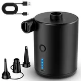 DASIAUTOEM Elektrische Luftpumpe, 4000mAh Akku Pumpe mit 3 Düsen, Portable Electric Air Pump, Wiederaufladbare Luftpumpe für Pool Luftmatratze, Schnellem Aufblasen/Entleeren