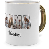 PhotoFancy® - Fototasse 'Mama' - Personalisierte Tasse mit eigenem Foto und Text selbst gestalten - Gold glänzend