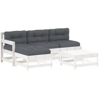 vidaXL 5-tlg Garten-Lounge-Set mit Kissen Weiß Massivholz Modell 5