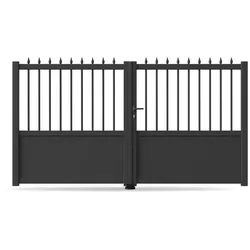 Doppelflügel Gartentor Einfahrt, 2-flügelig, Modell Duisburg, Aluminium, Anthrazit, flexible Befestigungssysteme, individuell konfigurierbar
