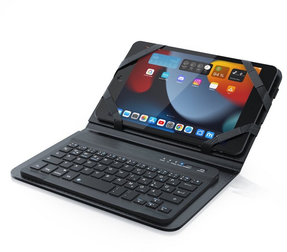 Aplic Tablet-Tastatur (Bluetooth, Kunstledercase für 7-8" Tablets, flaches & kompaktes Format) schwarz