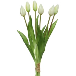 Tulpenbund mit 6 Blüten - Kunstblumen - H: 40cm - weiß