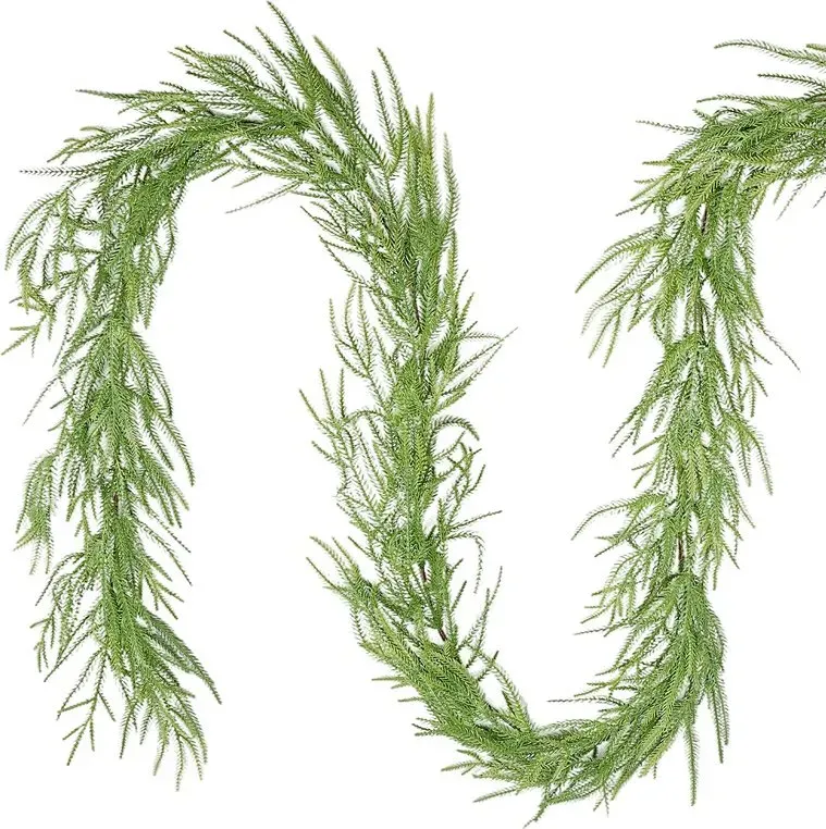 SALCAR 180 cm Grüne Künstliche Norfolk Tannengirlande, Weihnachtsdeko für Kamin, Treppe, Tisch und Fenster