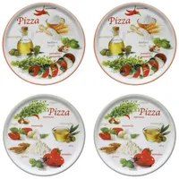 MamboCat Pizzateller 4er Set Pizzateller Napoli Green & Red Ø 32 cm Platte Porzellan