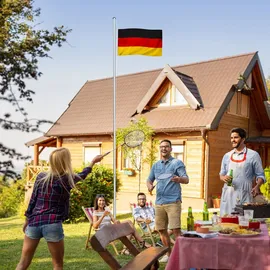 Tectake Aluminium Fahnenmast wetterfest inklusive Seilzug und Bodenhülse | Bunt