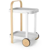 Umbra Servierwagen, Natur, Weiß, Metall, 44x80x50 cm, abnehmbares Tablett, einfacher Aufbau, Esszimmer, Barmöbel, Barwagen