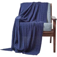 Homescapes Strickdecke 150 x 200 cm Marineblau