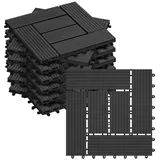 Woltu 11 Stück WPC Terrassenfliesen Holzoptik Anthrazit, Premium Fliese Terrassendielen Bodenfliese Klickfliese Bodenbelag (1 m2)