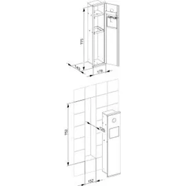 Keuco Modul WC 2 Plan Integral Beh., 176x775x143mm, TA L, vc / w lack.