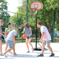 Homcom Basketballkorb Outdoor, 175-215 cm 5 Stufige Verstellbare Korbhöhe,
