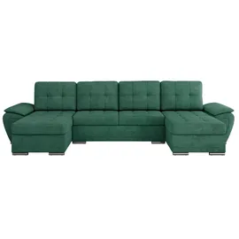 Sofa.de Wohnlandschaft mit Schlaffunktion ¦ türkis/petrol ¦ Maße (cm): B: 357 H: 85 T: 218.0