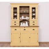 Massivholzmoebel-Becker Buffet Küchen- und Buffetschrank aus Massivholz im Landhausstil gelb
