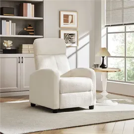 Yaheetech Ohrensessel mit Hocker Bouclé 59 x 85 x 65 cm Elfenbein