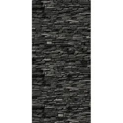 BREUER Badrückwand, Muster: Mauer-Optik, Aluminium-Verbundplatte - schwarz