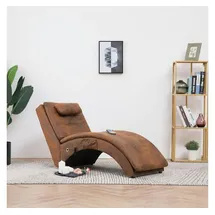 vidaXL Massage Chaiselongue mit Kissen Polyester 54 x 72 x 145 cm Braun