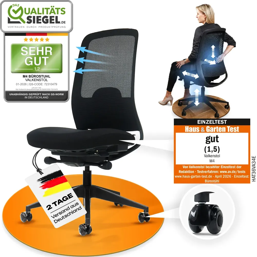 VALKENSTOL M4 - Bürostuhl ergonomisch, modern und stylish - Essential