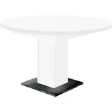 freiraum Kulissentisch >Judd< rund ausziehbar bis 144cm, weiss / schwarzstahl - 104/144x76 (D/BxH)