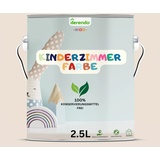 derendo Kinderzimmer Wandfarbe – Umweltfreundlich, Geruchsneutral, Hohe Deckkraft, Schadstofffrei – Farbenfrohe Auswahl pastellfarben Farbe (Beige - Sandkasten Beige, 2,5 Liters)