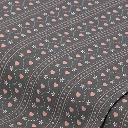 Baumwollstoff Folklore "Mona", grau/rosa