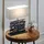 GLOBO Tischleuchte Tischlampe Beistelllampe Holzlampe Schreibtischlampe Wohnzimmerlampe, Holz schwarz Stoff grau, E27, H 50 cm