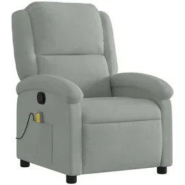 vidaXL Massagesessel Gyta Samt 86,5 x 99,5 x 0 cm Hellgrau mit Fernbedienung