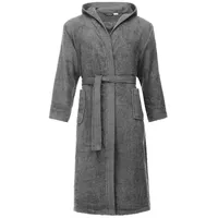 Ladeheid Bademantel Herren Frottee Bademantel aus 100% Baumwolle LA40-192, Langform, Baumwolle, Kapuze grau S