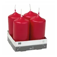 IDENA Stumpenkerze 40x80 mm rot 4 St.