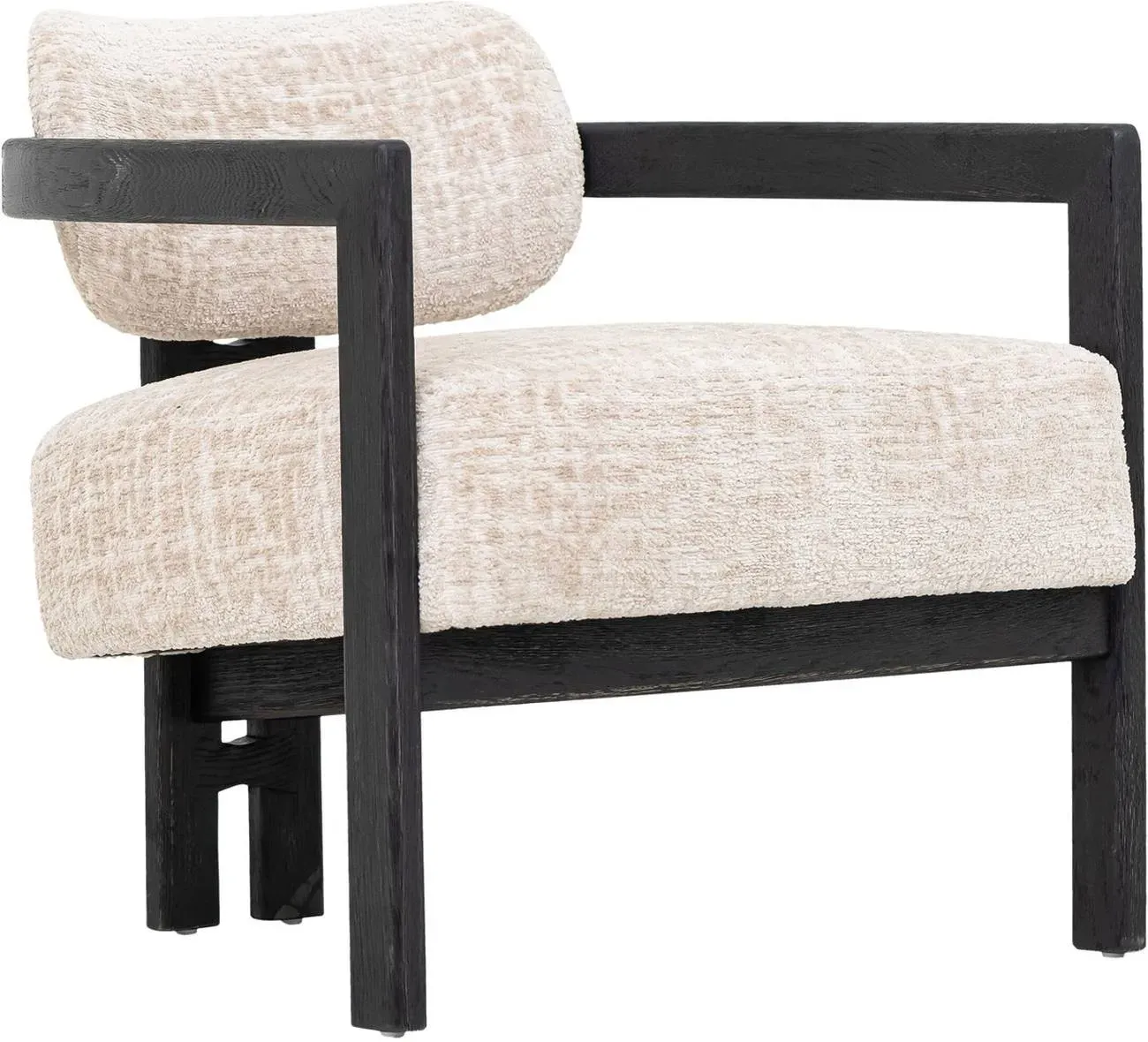 Sessel Kelly aus Stoff, skandinavischer Stil, beige-schwarz, gepolstert und komfortabel