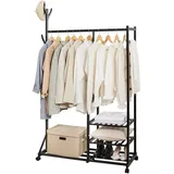 Yorbay Garderobenständer Bambus 100 x 38 x 176 cm Schwarz