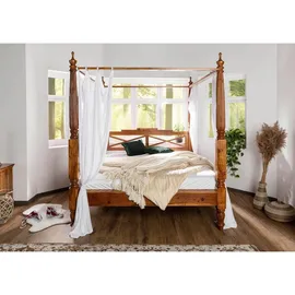 Massivmoebel24 Himmelbett Akazie 160x200x224 honig lackiert OXFORD 0245