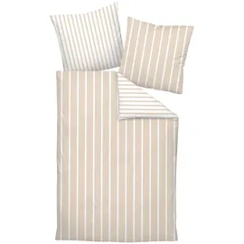 JANINE Interlock-Jersey59028 3 Gestreift Beige 135 x 200 cm + 80 x 80 cm