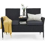 Songmics Terrassenmöbel, Balkonmöbel, mit Kissen, PE-Polyrattan, schwarz-grau - Schwarz/Grau