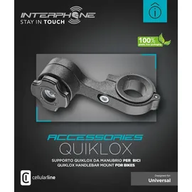 Interphone QUIKLOX Fahrrad Handyhalterung für den Lenker – Smartphone Halterung für Rennräder und Mountainbikes – schwarz, kompatibel mit Lenkern von 22 mm bis 31,8 mm