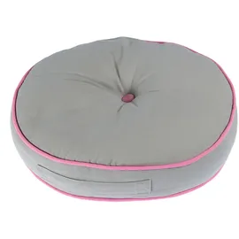 Homescapes Bodenkissen, rund, grau-rosa, Ø 43/7 cm,